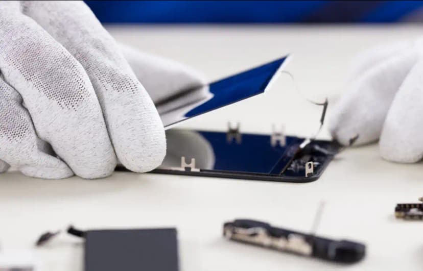 A person replacing a phone screen